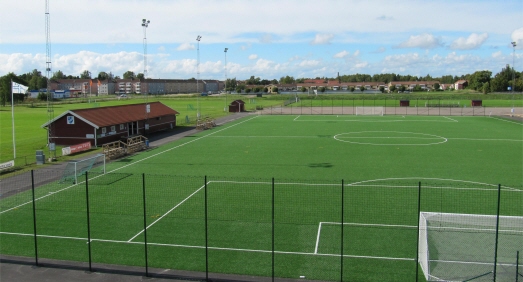 Vy över Mörmo IP fotbollsplaner